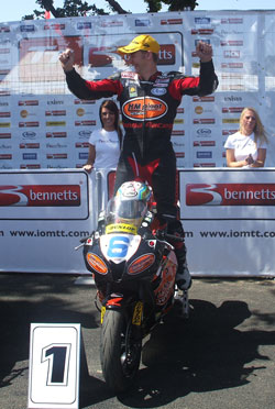 Hutchy celebrates first TT win